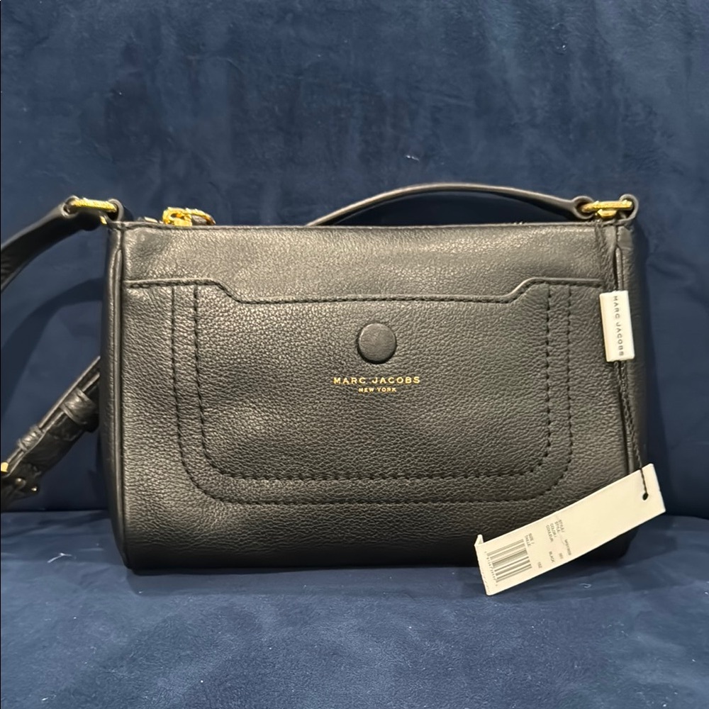 Marc Jacobs Black Crossbody Bag with Gold Accents